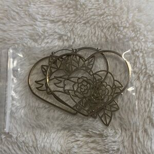 Urban Outfitters Gold Heart Floral Earrings